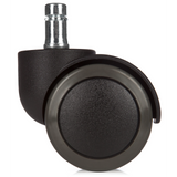 Ruedas para sillas 5x ROLO 11mm/50mm negras para suelos duros con pin de metal plateado de hjh OFFICE – vista de 360° (vista trasera 180°)