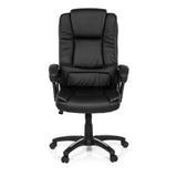 Silla Home Office RELAX CL120 negra con acolchado y base de cinco ruedas de MyBuero – vista de 360° (vista frontal 0°)
