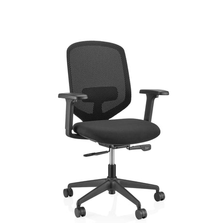 Silla de oficina profesional Delvia negra con respaldo de malla y reposabrazos de hjh OFFICE