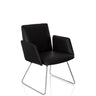 Silla tapizada negra DESIGNIA V con estructura de patín metálica brillante de hjh OFFICE