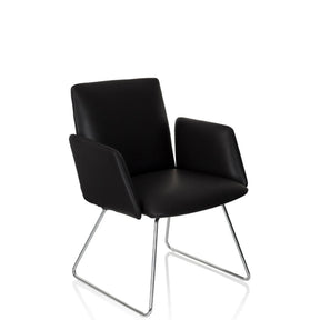 Silla tapizada negra DESIGNIA V con estructura de patín metálica brillante de hjh OFFICE