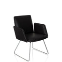Silla tapizada negra DESIGNIA V con estructura de patín metálica brillante de hjh OFFICE