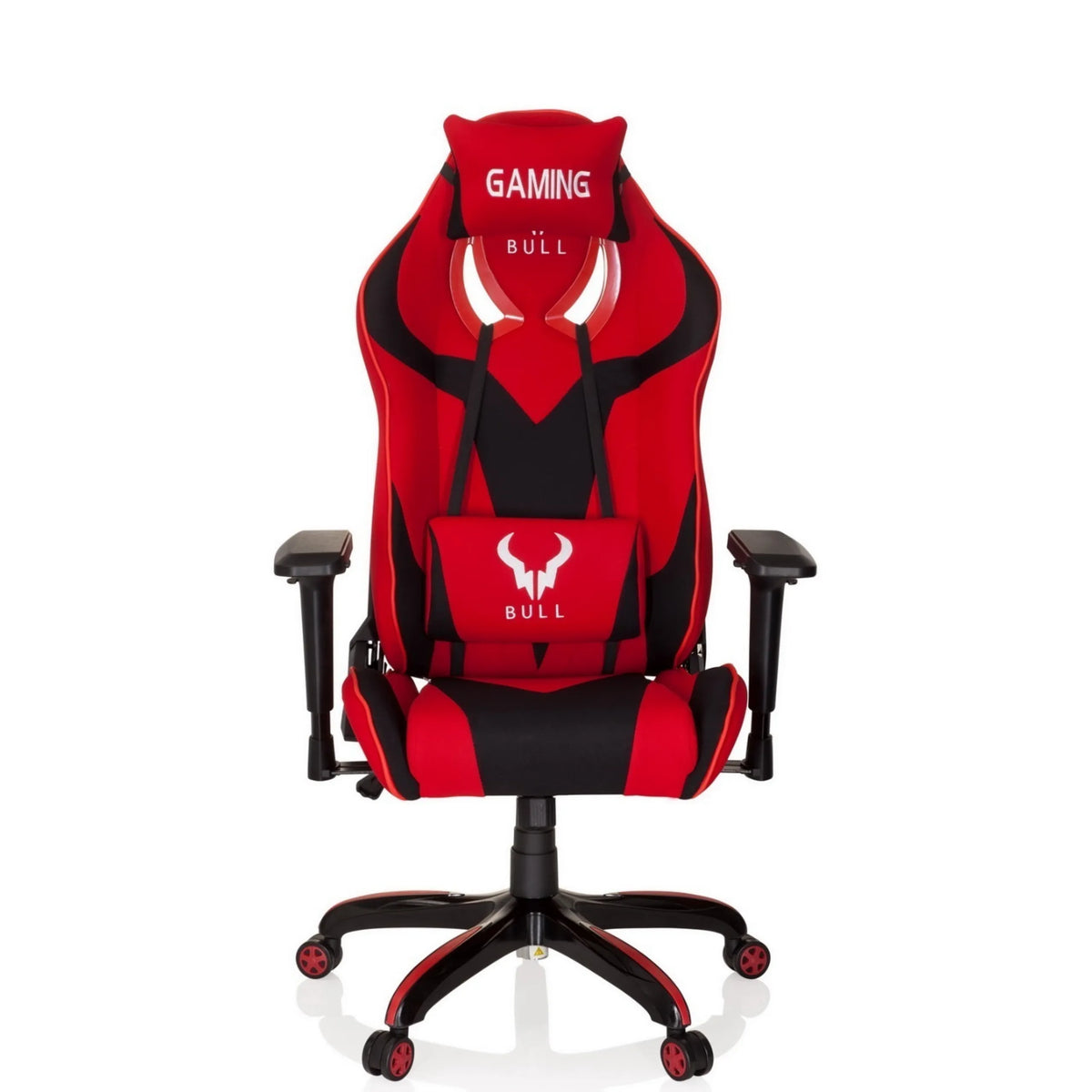 Silla gaming PROMOTER II en negro-rojo con cojines cervical y lumbar de hjh OFFICE