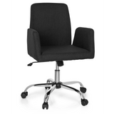 Silla Home Office FLOW negra con reposabrazos y base brillante de cinco ruedas de hjh OFFICE – vista de 360° (vista frontal 20°)