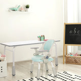 Escritorio juvenil KID GRO T en gris claro con silla infantil a juego en azul claro y gris de hjh OFFICE