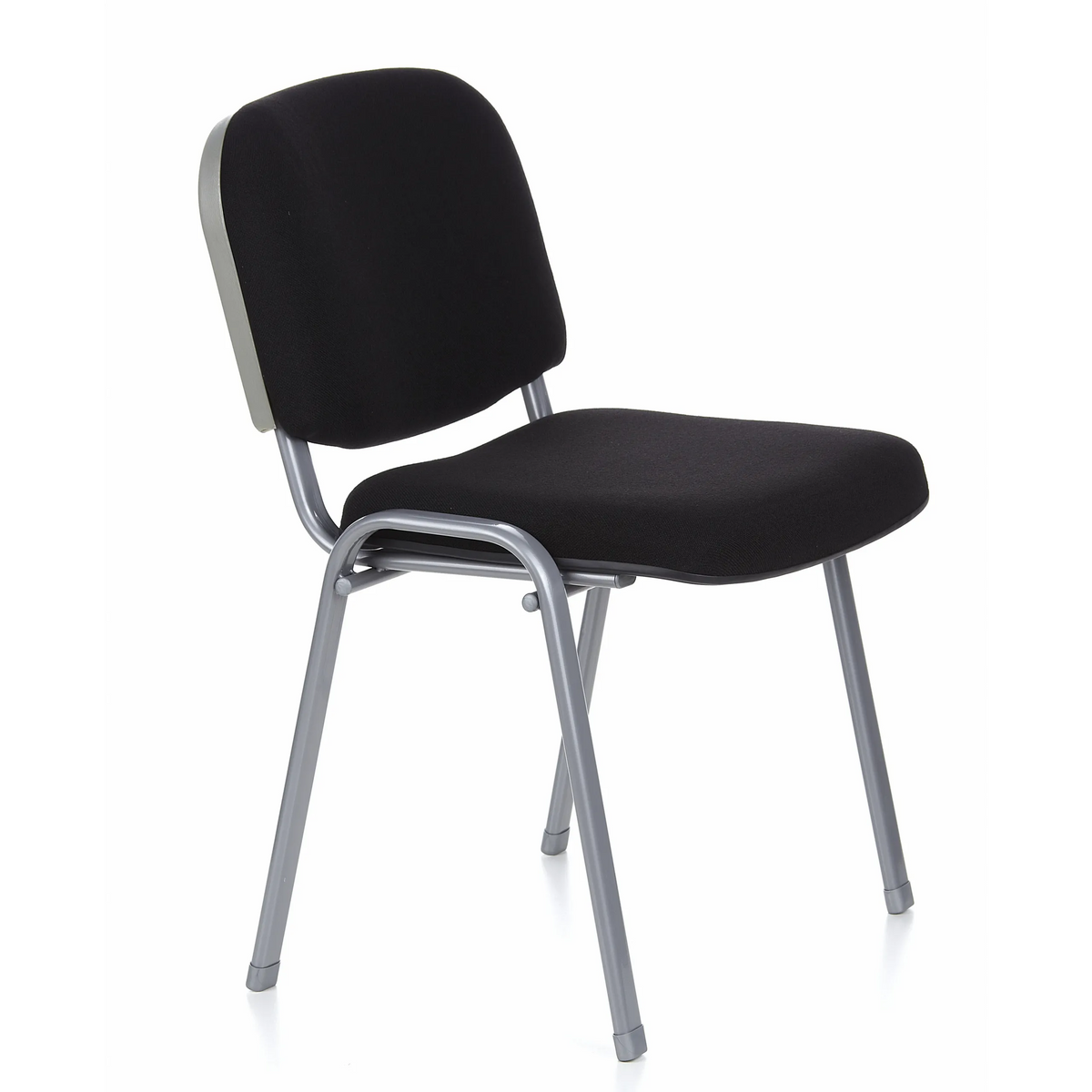 Silla de cuatro patas XT 600 S negra con estructura plateada de hjh OFFICE – vista de 360° (vista frontal en diagonal 60°)