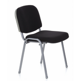 Silla de cuatro patas XT 600 S negra con estructura plateada de hjh OFFICE – vista de 360° (vista frontal en diagonal 60°)