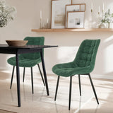 Silla de comedor ELARIS en color petróleo con tapicería acolchada y patas negras de hjh LIVING
