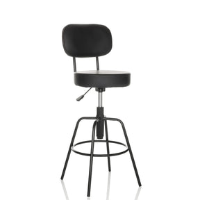 Taburete de bar DISC HIGH negro con respaldo y reposapiés de hjh OFFICE