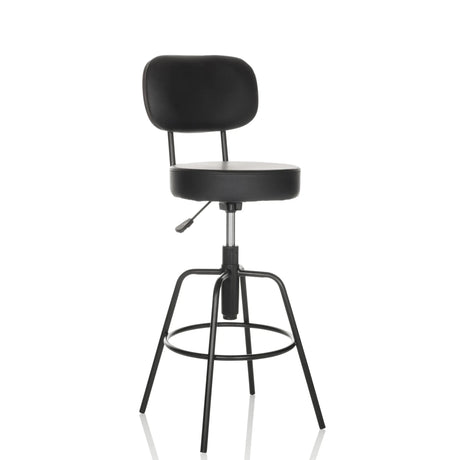 Taburete de bar DISC HIGH negro con respaldo y reposapiés de hjh OFFICE