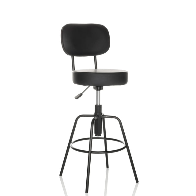 Taburete de bar DISC HIGH negro con respaldo y reposapiés de hjh OFFICE