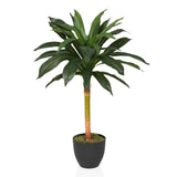 Planta artificial DRACAENA I con hojas verdes en una maceta negra de hjh OFFICE