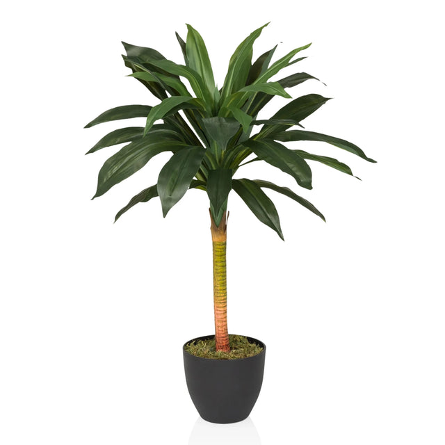 Planta artificial DRACAENA I con hojas verdes en una maceta negra de hjh OFFICE
