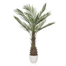Planta artificial verde DRACAENA con hojas de palma en forma de abanico en una maceta blanca de hjh OFFICE