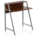 Escritorio DUMONT en aspecto nogal con patas de metal gris y complemento de hjh OFFICE