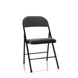 Silla plegable TUDELA I en color gris oscuro con funda de terciopelo y estructura negra de hjh OFFICE – vista de 360° (vista frontal 20°)
