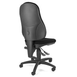 Vista posterior de la silla home office POINT 60 en color negro con cinco ruedas de Topstar
