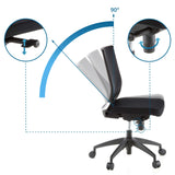 Respaldo ajustable hasta 90 grados y asiento regulable en altura de la Silla de oficina profesional PORTO ECO de hjh OFFICE