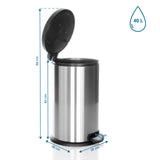Dibujo dimensional de la papelera CLEAN X con un volumen de 40 l y una altura de 96 cm de hjh OFFICE