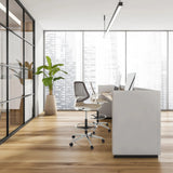 Sillas de mostrador TOP WORK STYLE beige con respaldo de malla y anillo para los pies sobre ruedas de hjh OFFICE