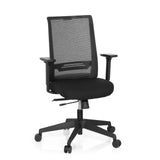 Silla de oficina profesional CONISTON negra con respaldo de malla y base de cinco ruedas de hjh OFFICE – vista de 360° (vista frontal 20°)