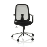 Silla Home Office SEDIOLO B negra con respaldo de malla y base de cinco ruedas de hjh OFFICE – vista de 360° (vista frontal 15°)