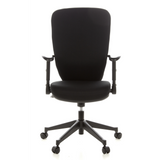 Silla de oficina profesional TRAFFIC 30 negra con reposabrazos y base de cinco ruedas de hjh OFFICE – vista de 360° (vista frontal 0°)