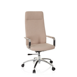 Silla Home Office SARANTO PLUS I beige con reposabrazos y base de cinco ruedas de hjh OFFICE – vista de 360° (vista frontal 20°)