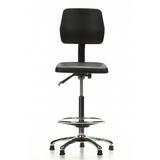 Silla de mostrador TOP WORK 11 negra con reposapiés y base de cinco radios de hjh OFFICE – vista de 360° (vista frontal 0°)
