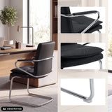 Silla viga voladiza Rovento V en negro con estructura cromada y vistas detalladas de hjh OFFICE (imagen generada por IA)