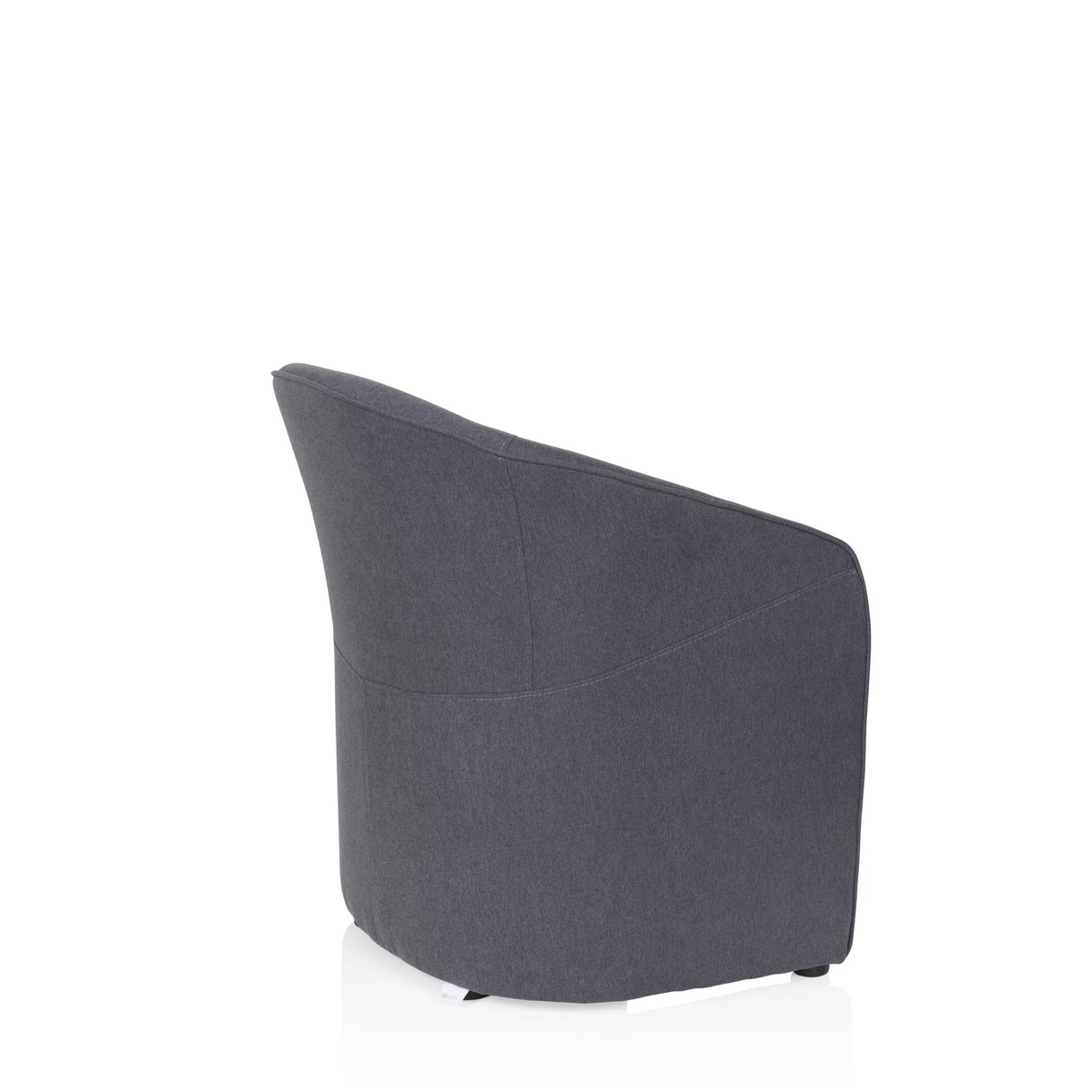 Sillón tapizada SAN JUAN en gris oscuro con respaldo y reposabrazos redondeados de hjh OFFICE – vista de 360° (vista trasera en diagonal 120°)