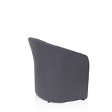 Sillón tapizada SAN JUAN en gris oscuro con respaldo y reposabrazos redondeados de hjh OFFICE – vista de 360° (vista trasera en diagonal 120°)