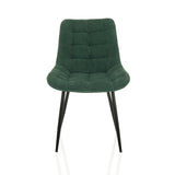 Silla de comedor ELARIS color petróleo con tapizado acolchado y patas negras de hjh LIVING – vista de 360° (vista frontal 0°)