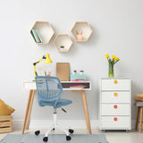 Silla giratoria para niños KID QW azul con base blanca y ruedas de hjh OFFICE
