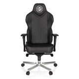 Schwarzer Gamingstuhl GAMEBREAKER COLOSSUS mit Armlehnen und glänzendem Fußkreuz mit fünf Rollen von hjh OFFICE – 360-Grad-Ansicht (Frontansicht 0°)