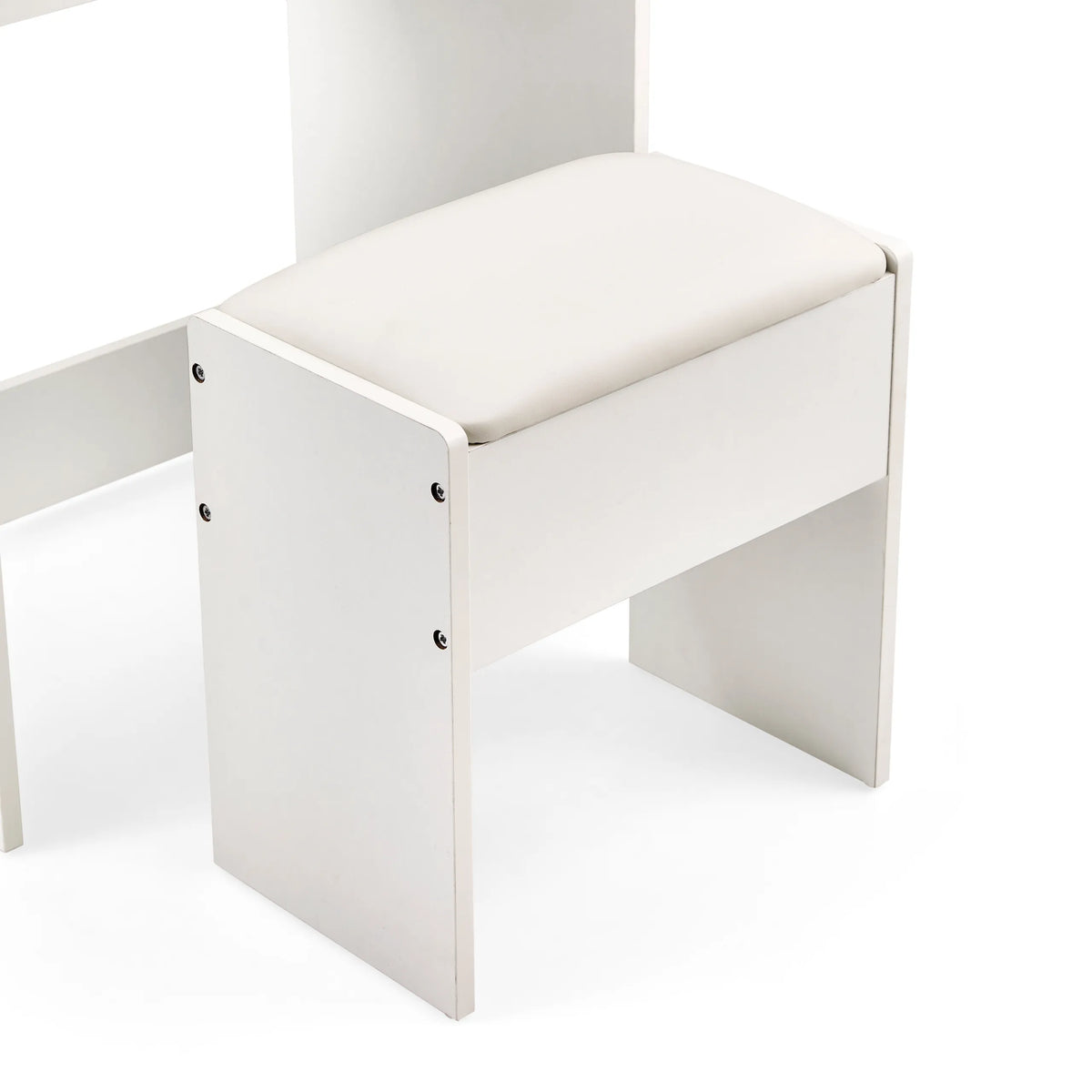 Taburete Glamdesk blanco con asiento acolchado y tornillos de conexión laterales de hjh LIVING