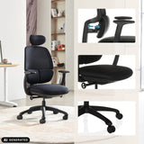 Silla de oficina profesional RI-COVER en negro con reposabrazos ajustables y base con ruedas de hjh OFFICE (imagen generada por IA)