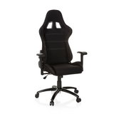 Silla gaming negra GAME FORCE con reposacabezas, reposabrazos y base de cinco ruedas de hjh OFFICE – vista de 360° (vista frontal 20°)