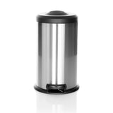Papelera CLEAN X plateada con tapa negra y pedal de hjh OFFICE – vista de 360° (vista frontal 0°)