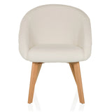 Silla tapizada blanca SCANDI TED con respaldo redondeado y cuatro patas de madera de hjh LIVING – vista de 360° (vista frontal 0°)