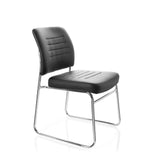 Silla de confidente negra TONSO V con tapizado y estructura de patín de hjh OFFICE – vista de 360° (vista frontal en diagonal 60°)