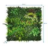 Dibujo dimensional de la Estera vegetal LEAFLUXE 3D de 100 × 100 × 7 cm de hjh LIVING