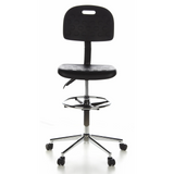 Silla de mostrador negra TOP WORK 23 con reposapiés y base de cinco ruedas de hjh OFFICE – vista de 360° (vista frontal 0°)
