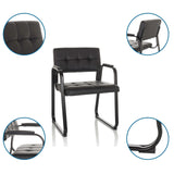 Silla de confidente ZANTA B PU en negro con base de patín y reposabrazos de hjh OFFICE