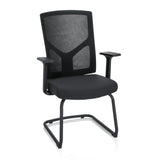 Silla de viga voladiza BRETON V B negra con respaldo de malla y reposabrazos de hjh OFFICE – vista de 360° (vista frontal 20°)