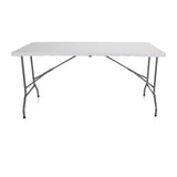 Mesa plegable blanca EASY UP MULTI II con tablero rectangular y estructura metálica de hjh OFFICE – vista de 360° (vista frontal 0°)