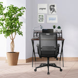 Silla Home Office PRESTON negra con respaldo de malla y reposabrazos de hjh OFFICE