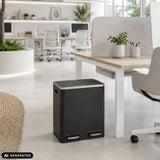 Papelera negra Clean 9 con dos compartimentos en la oficina de hjh OFFICE (imagen generada por IA)