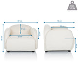 Plano dimensional del Sillón de diseño VERDUNA con un ancho de 87 cm y una altura de 65 cm de hjh LIVING