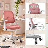 Silla giratoria para niños Kiddy Smart Step en color rosa con reposapiés y reposabrazos ajustables de hjh OFFICE (imagen generada por IA)